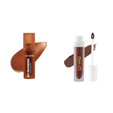 MARS Love Track Velvet Lip Tint (2.8ml) (SIX PROMISES) | Velvet Matte Finish Matte Liquid Lip Color | Long Lasting | Non-Transfer & Waterproof Lipstick for Women (4.5 ml) (01-Spice Brown)